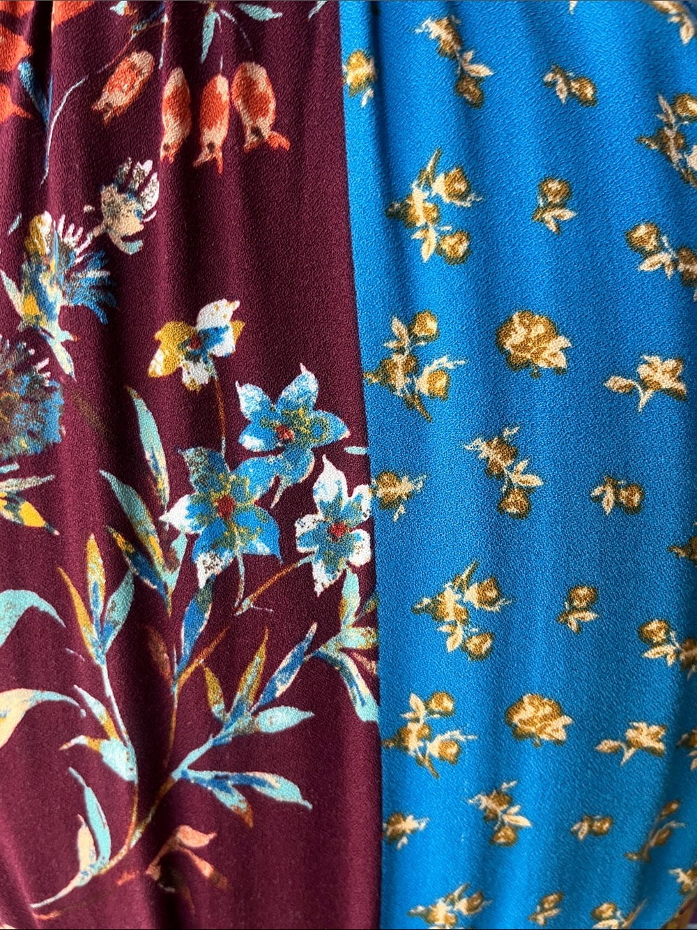 ODDY Boho Patchwork Midi Dress in Mustard, Blue & Burgundy - Picture 8 of 10